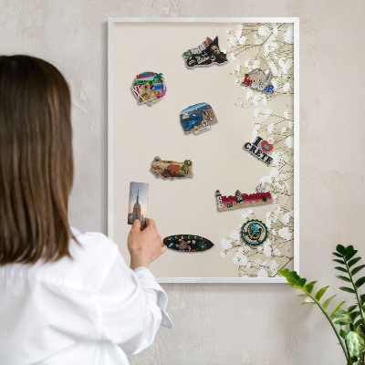Tablero magnético de pared para imanes con marco blanco Naturaleza sutil