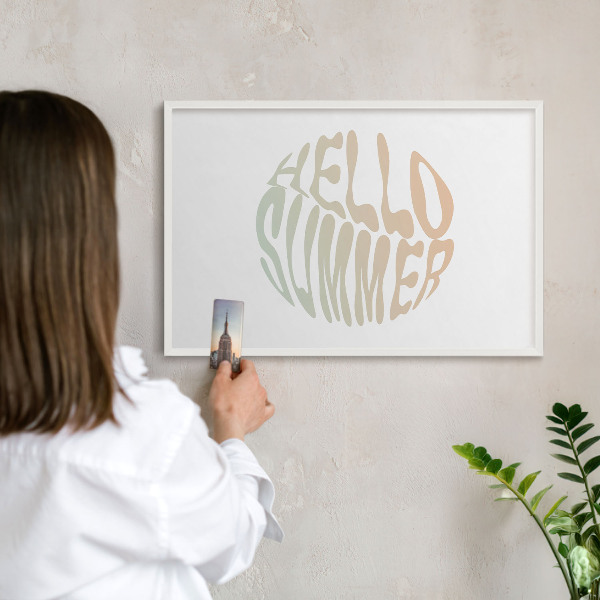 Tablero magnético metálico para souvenirs en color blanco Hola verano