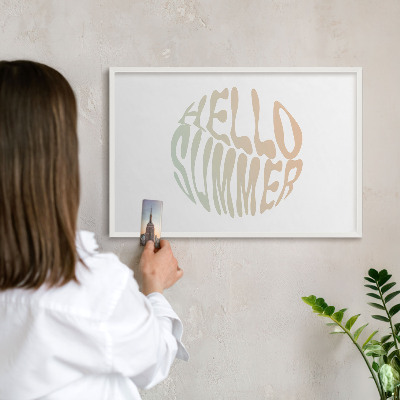 Tablero magnético metálico para souvenirs en color blanco Hola verano