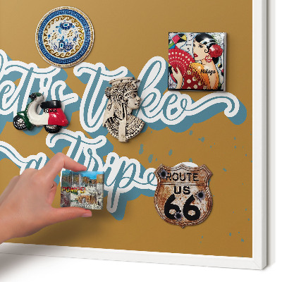 Tablero magnético de pared para imanes con marco blanco Viaje de ensueño