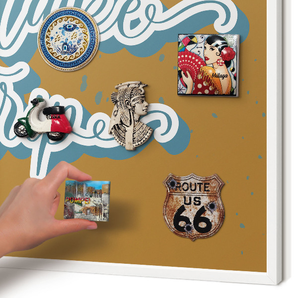 Tablero magnético de pared para imanes con marco blanco Viaje de ensueño