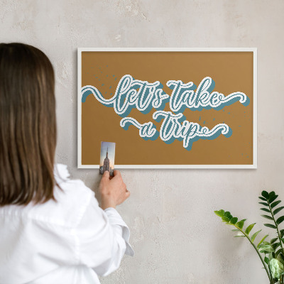 Tablero magnético de pared para imanes con marco blanco Viaje de ensueño