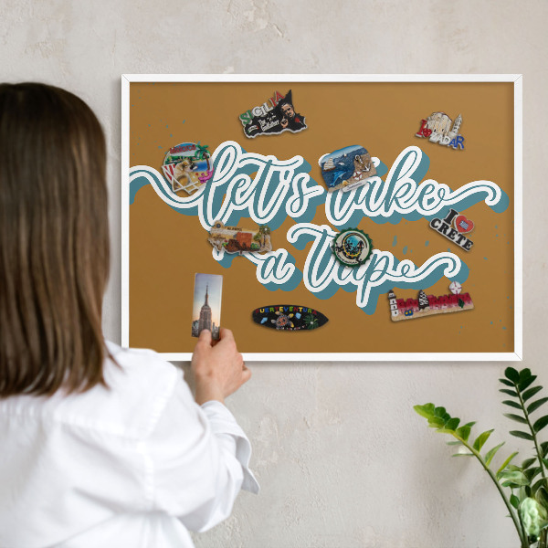 Tablero magnético de pared para imanes con marco blanco Viaje de ensueño