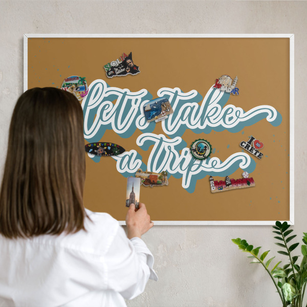 Tablero magnético de pared para imanes con marco blanco Viaje de ensueño