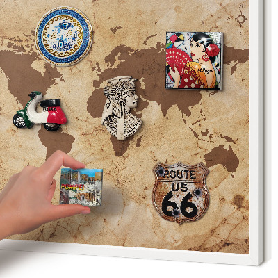 Tablero magnético metálico para souvenirs en color blanco Mapa del mundo