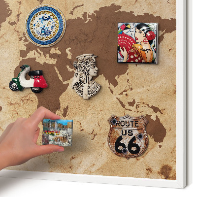Tablero magnético metálico para souvenirs en color blanco Mapa del mundo