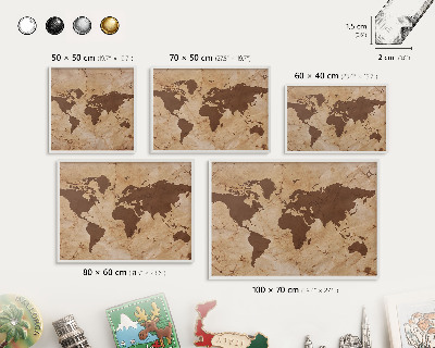 Tablero magnético metálico para souvenirs en color blanco Mapa del mundo