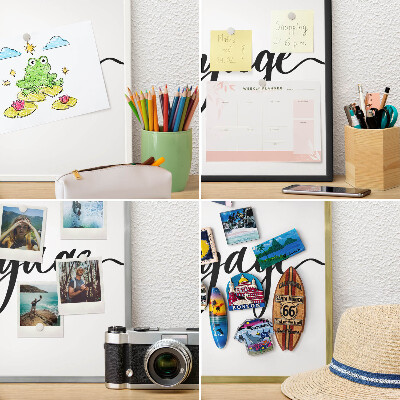 Tablero magnético de pared para imanes con marco blanco Buen viaje