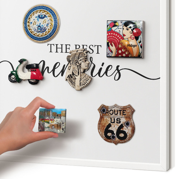 Tablero magnético de pared para imanes con marco blanco Recuerdos inspiradores