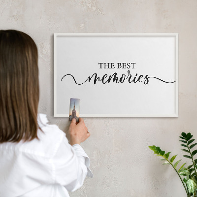 Tablero magnético de pared para imanes con marco blanco Recuerdos inspiradores