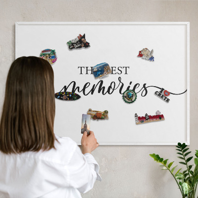 Tablero magnético de pared para imanes con marco blanco Recuerdos inspiradores