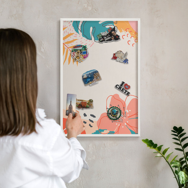 Tablero magnético metálico para souvenirs en color blanco Naturaleza moderna