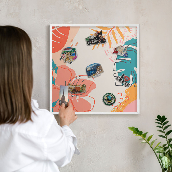 Tablero magnético metálico para souvenirs en color blanco Naturaleza moderna