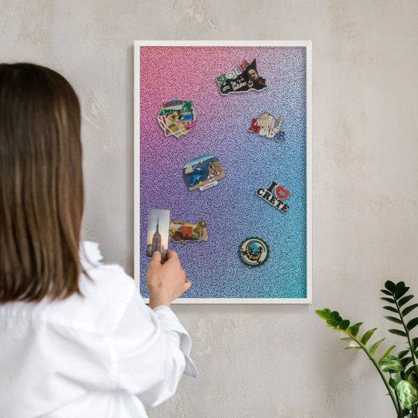 Tablero magnético de pared para imanes con marco blanco Degradado colorido