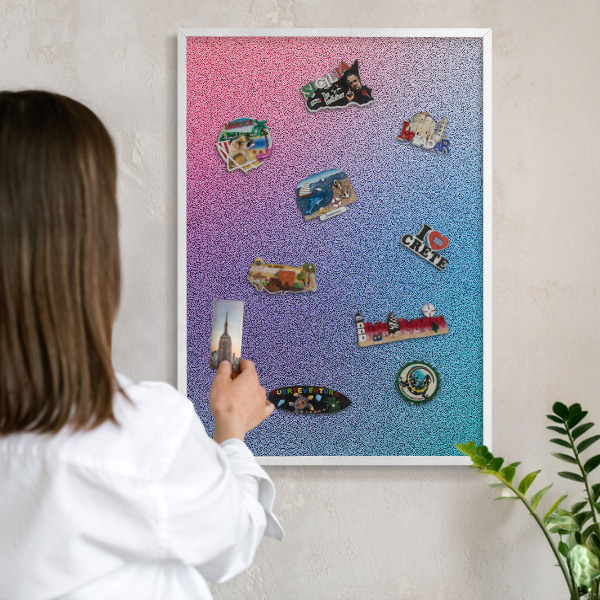 Tablero magnético de pared para imanes con marco blanco Degradado colorido