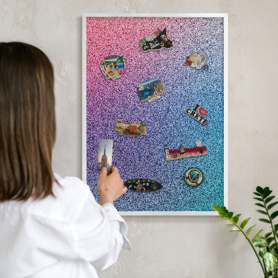 Tablero magnético de pared para imanes con marco blanco Degradado colorido
