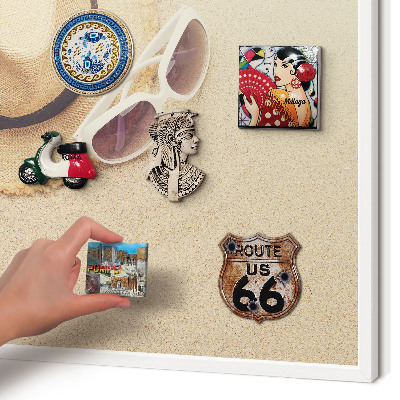 Tablero magnético de pared para imanes con marco blanco Playa de verano