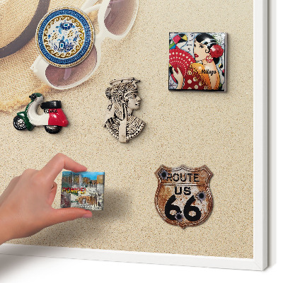 Tablero magnético de pared para imanes con marco blanco Playa de verano