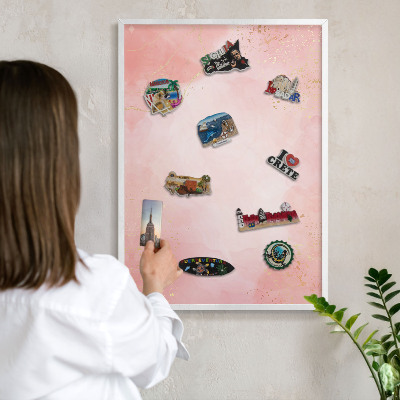 Tablero magnético metálico para souvenirs en color blanco Elegancia sutil
