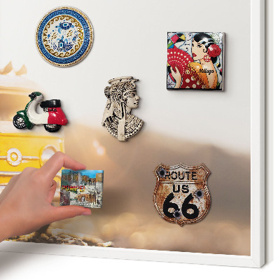 Tablero magnético metálico para souvenirs en color blanco Viajes retro