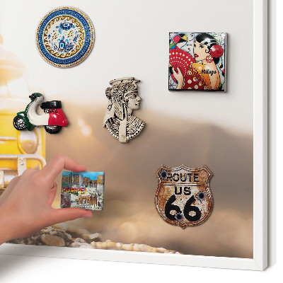 Tablero magnético metálico para souvenirs en color blanco Viajes retro