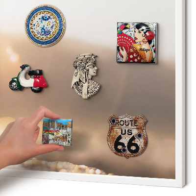 Tablero magnético metálico para souvenirs en color blanco Viajes retro