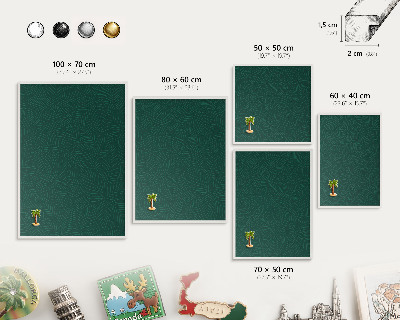 Tablero magnético metálico para souvenirs en color blanco Hojas verdes