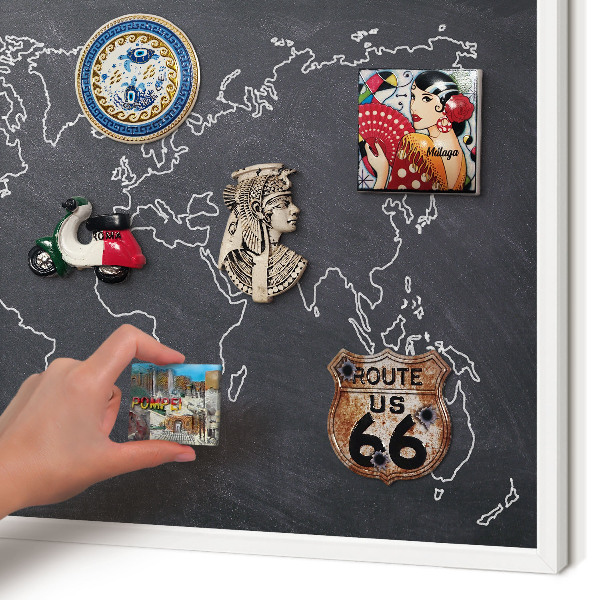 Tablero magnético metálico para souvenirs en color blanco Mundo cretácico