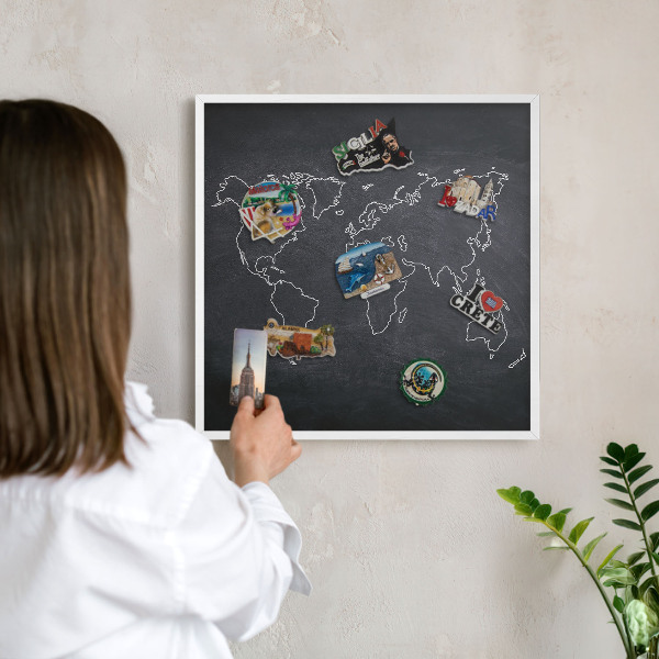 Tablero magnético metálico para souvenirs en color blanco Mundo cretácico