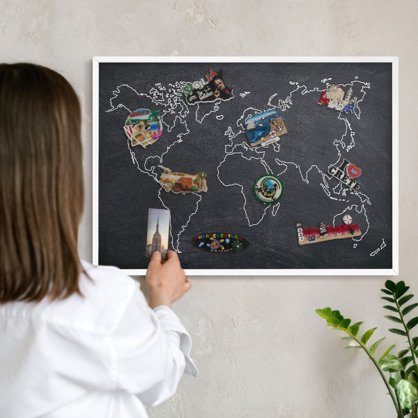 Tablero magnético metálico para souvenirs en color blanco Mundo cretácico