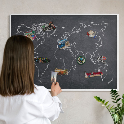 Tablero magnético metálico para souvenirs en color blanco Mundo cretácico