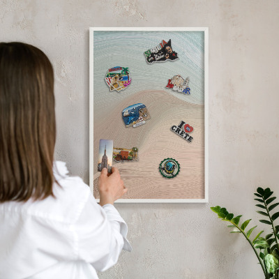 Tablero magnético metálico para souvenirs en color blanco Remolino pastel