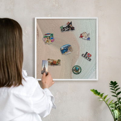 Tablero magnético metálico para souvenirs en color blanco Remolino pastel