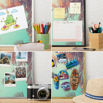 Tablero magnético metálico para souvenirs en color blanco Paraíso tropical
