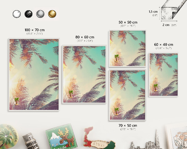 Tablero magnético metálico para souvenirs en color blanco Paraíso tropical