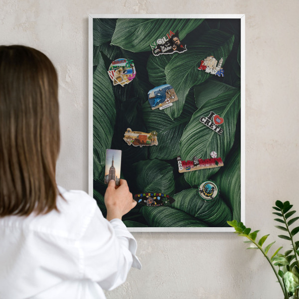 Tablero magnético de pared para imanes con marco blanco El verdor de la naturaleza