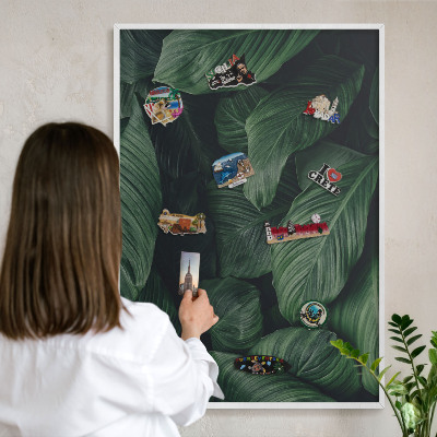 Tablero magnético de pared para imanes con marco blanco El verdor de la naturaleza