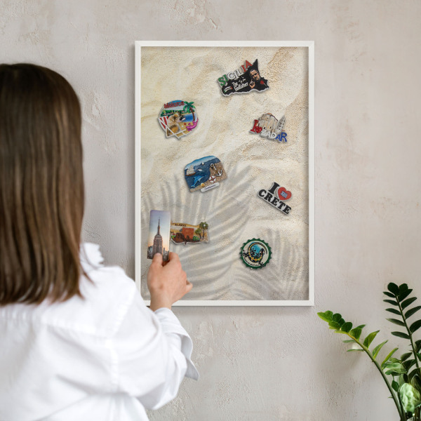 Tablero magnético de pared para imanes con marco blanco Patrón tropical