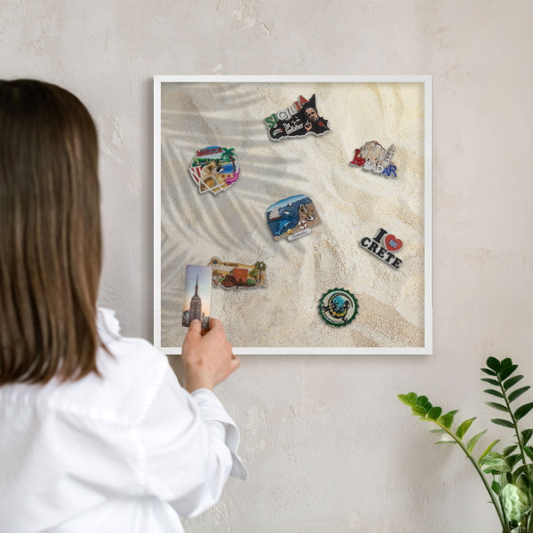 Tablero magnético de pared para imanes con marco blanco Patrón tropical
