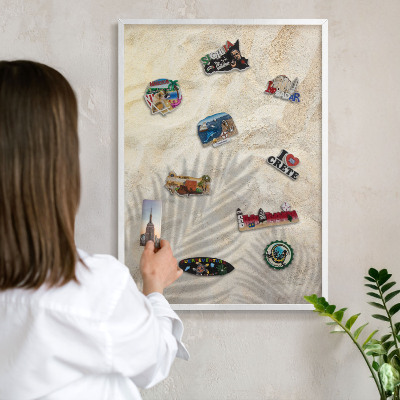 Tablero magnético de pared para imanes con marco blanco Patrón tropical