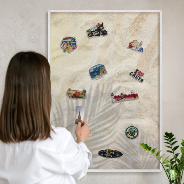 Tablero magnético de pared para imanes con marco blanco Patrón tropical
