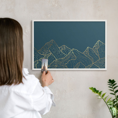Tablero magnético de pared para imanes con marco blanco Minimalismo de montaña