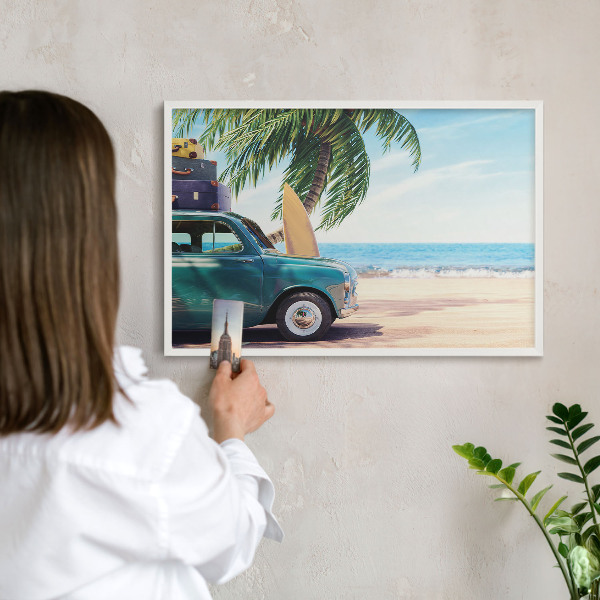 Tablero magnético de pared para imanes con marco blanco Paz festiva