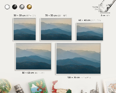 Tablero magnético metálico para souvenirs en color blanco Vistas a la montaña