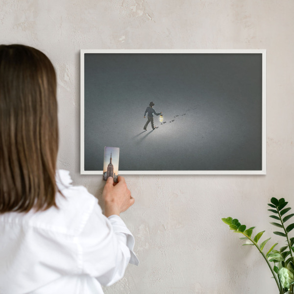 Tablero magnético de pared para imanes con marco blanco Excursión nocturna