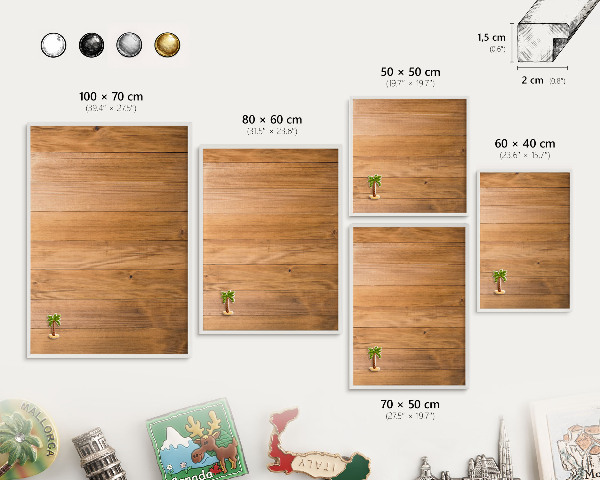 Tablero magnético metálico para souvenirs en color blanco Textura de madera