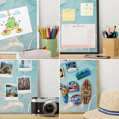Tablero magnético metálico para souvenirs en color blanco Elegancia turquesa
