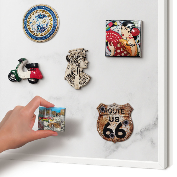 Tablero magnético de pared para imanes con marco blanco Mármol elegante