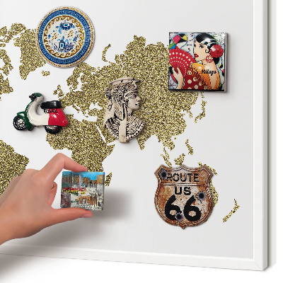 Tablero magnético de pared para imanes con marco blanco Mapa del mundo