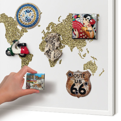 Tablero magnético de pared para imanes con marco blanco Mapa del mundo